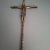 Vintage Bronzen/Messing Crucifix - Kruisbeeld met Gehamerde Balk