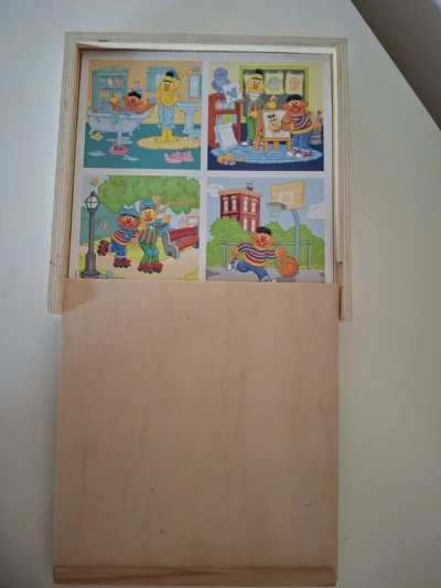 Sesamstraat Houten Puzzelbox - 4 Puzzels in 1 (Bert & Ernie)