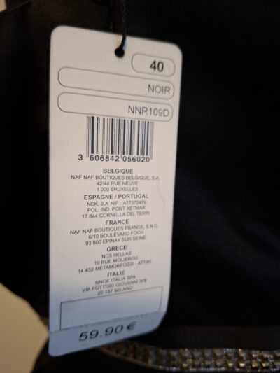 Nieuwe NAF NAF Zwarte Cocktailjurk met Tule & Strass (Maat 40)