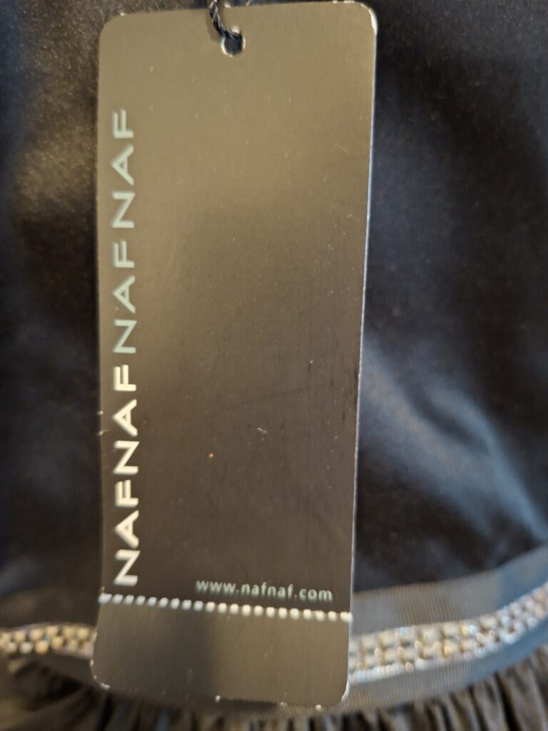 Nieuwe NAF NAF Zwarte Cocktailjurk met Tule & Strass (Maat 40)