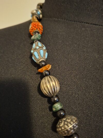 Handgemaakte Etnische Ketting - Tibetaanse Stijl met Turkoois & Amber