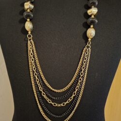 Gelaagde Statement Ketting Goud & Zwart met Grote Kralen