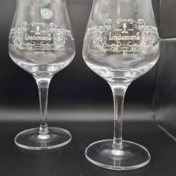 Set van 2 Lindemans Lambic Bierglazen op Voet - 25cl - Art Nouveau Stijl