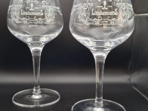 Set van 2 Lindemans Lambic Bierglazen op Voet - 25cl - Art Nouveau Stijl