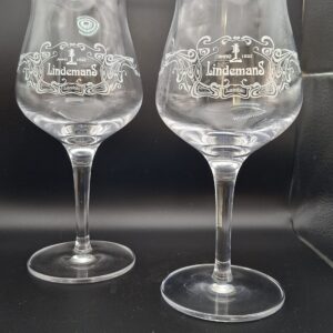 Set van 2 Lindemans Lambic Bierglazen op Voet - 25cl - Art Nouveau Stijl