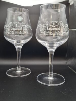 Set van 2 Lindemans Lambic Bierglazen op Voet - 25cl - Art Nouveau Stijl