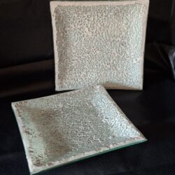 Set van 2 Glazen Schaaltjes - Craquelé / Gebarsten Glas Look - Mintgroen/Wit