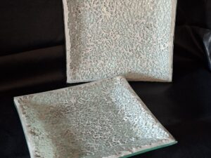 Set van 2 Glazen Schaaltjes - Craquelé / Gebarsten Glas Look - Mintgroen/Wit