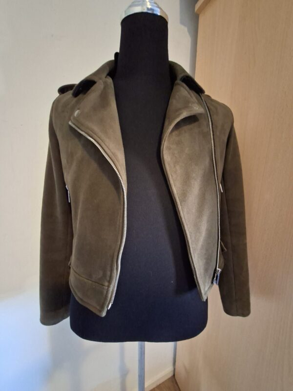 Trendy Olijfgroen Bikerjack / Suède-look Jasje - Primark - Maat 36