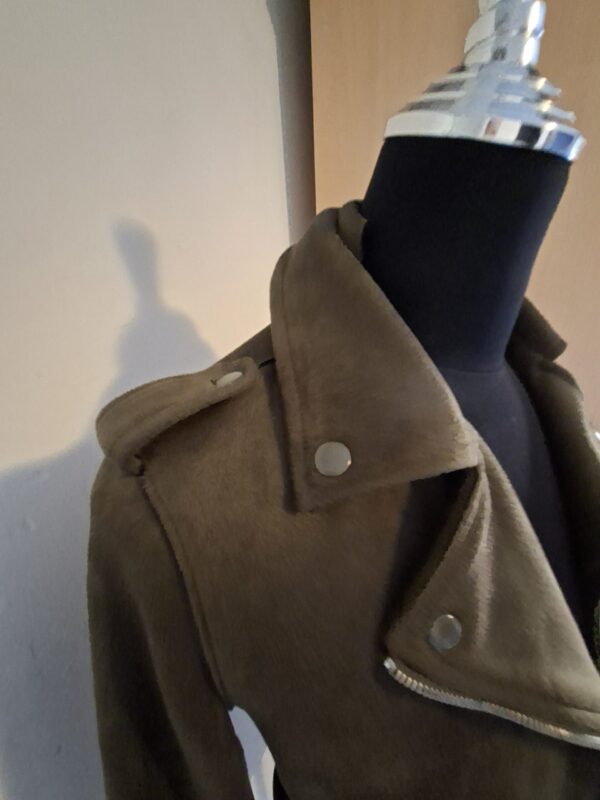 Trendy Olijfgroen Bikerjack / Suède-look Jasje - Primark - Maat 36