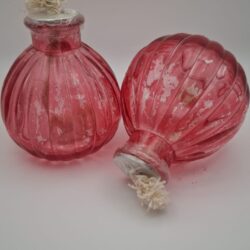 Set van 2 Roze Glazen Olielampjes / Tuintafellampjes (Nieuw)