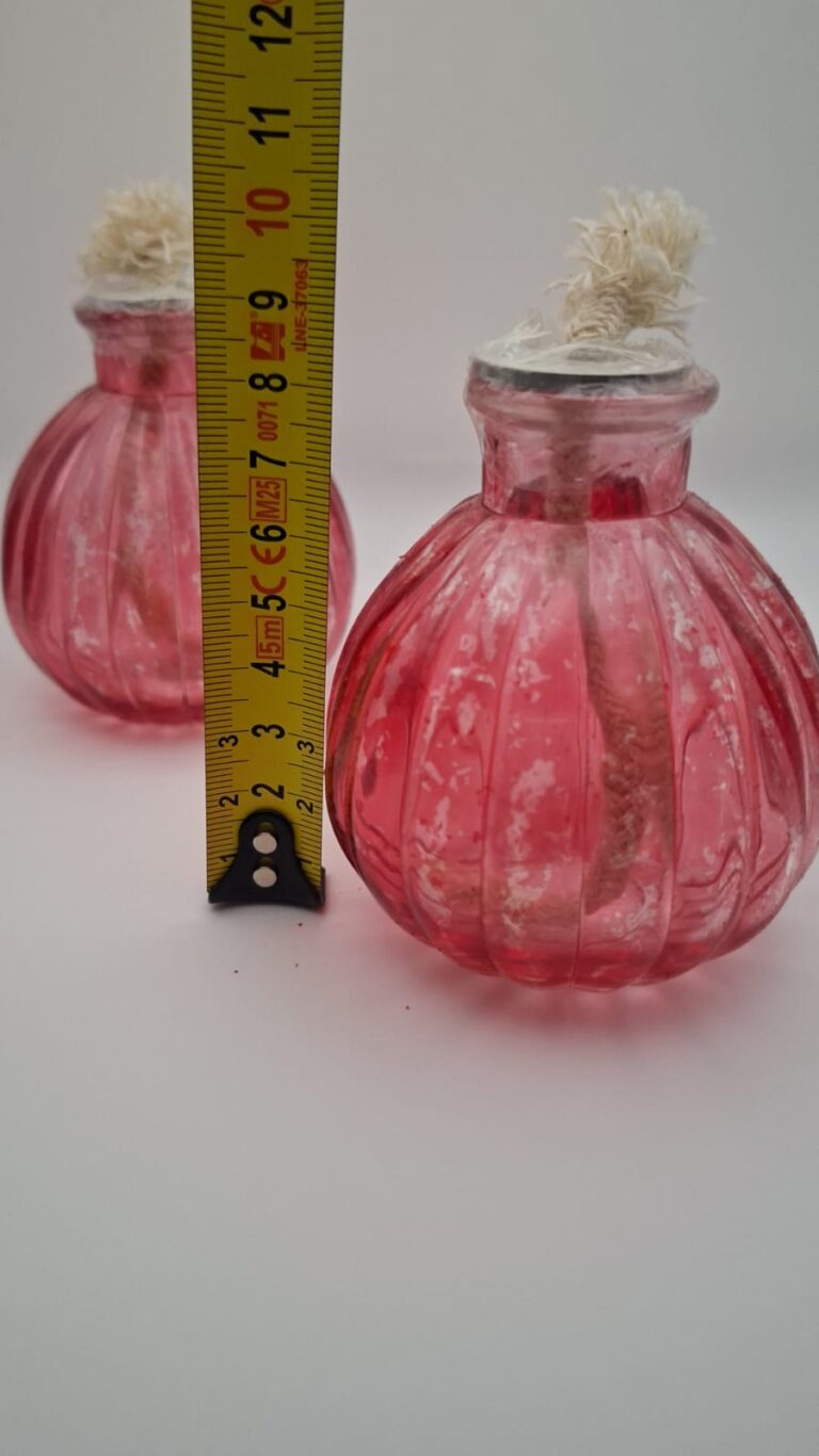 Set van 2 Roze Glazen Olielampjes / Tuintafellampjes (Nieuw)