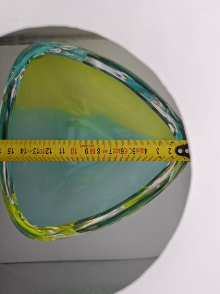 Orrefors kristalglazen schaal in groen en geel