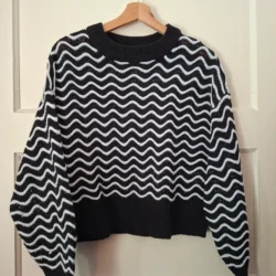 JDY Jacqueline de Yong Cropped Trui Zwart Wit Zigzag Maat S