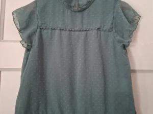 ONLY Groene Blouse Stippen Ruches Transparant Maat S