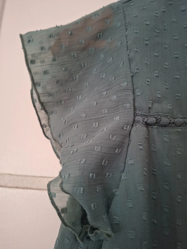 ONLY Groene Blouse Stippen Ruches Transparant Maat S - Afbeelding 5