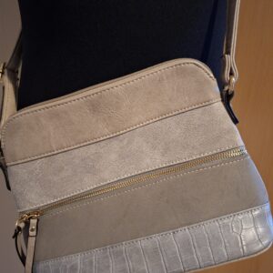 Modieuze Schoudertas Multi-Tone Grijs/Beige - Goudkleurige Details