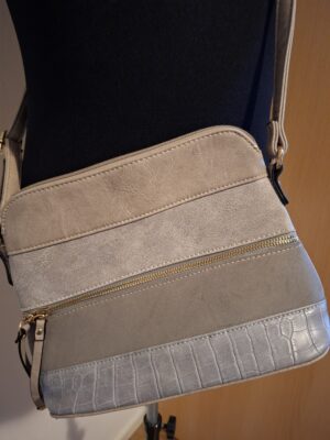 Modieuze Schoudertas Multi-Tone Grijs/Beige - Goudkleurige Details