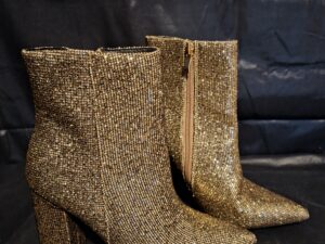 Sprankelende Goudkleurige Enkellaarsjes met Glitter / Pailletten (Maat 36)