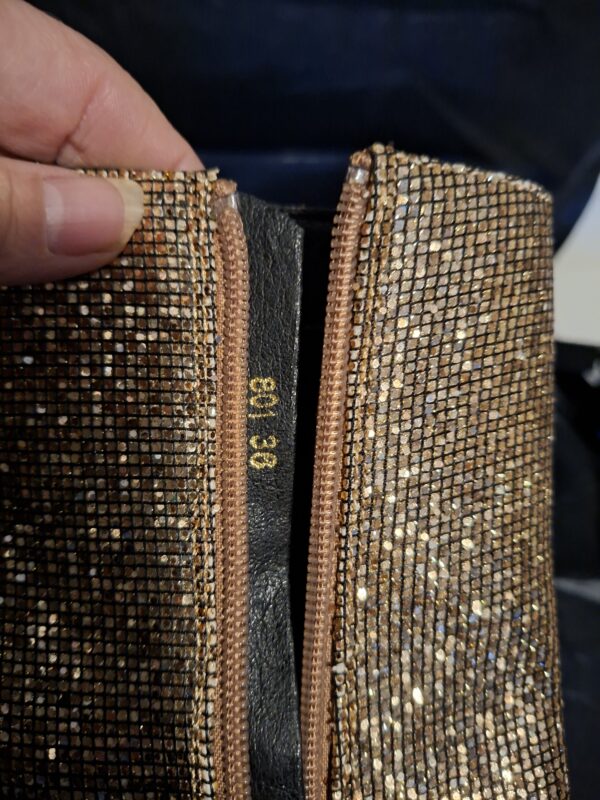 Sprankelende Goudkleurige Enkellaarsjes met Glitter / Pailletten (Maat 36)