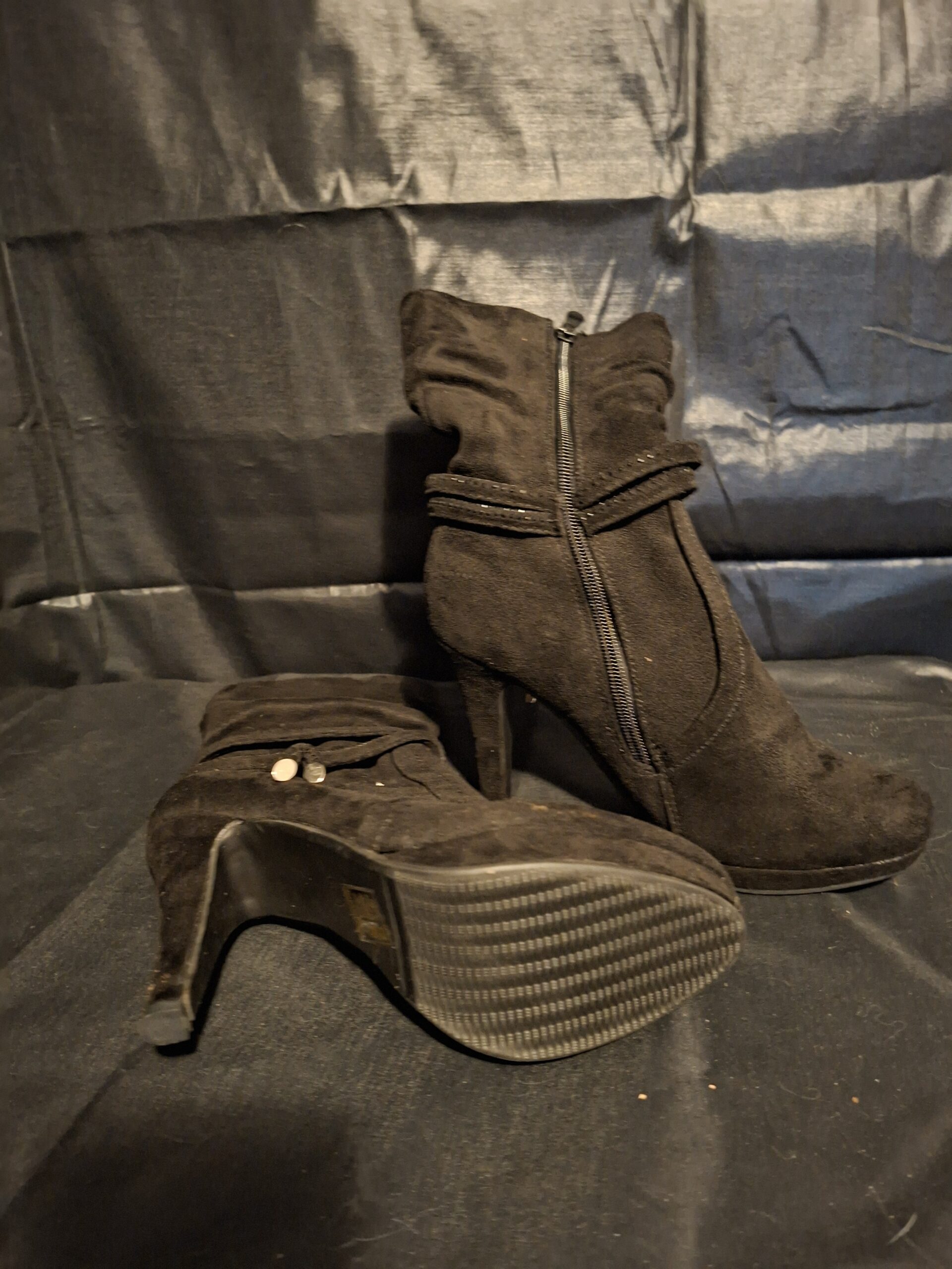 Super Me Zwarte Suède-look Enkellaarsjes met Dunne Hak (Maat 36) - Afbeelding 3