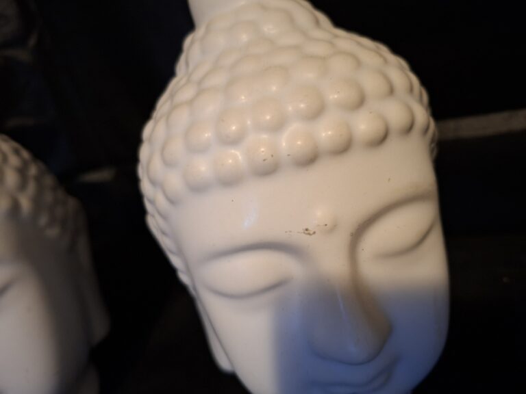 20251202_163012 Boeddha Hoofd Decoratie Wit Keramiek 15cm Set van 2