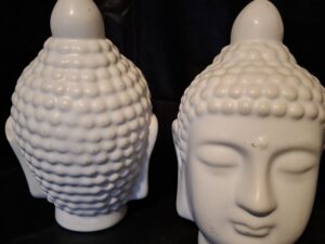 Serene Witte Boeddha Hoofden (Set van 2)