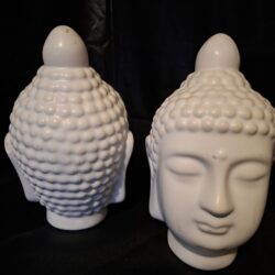 Boeddha Hoofd Decoratie Wit Keramiek 15cm Set van 2