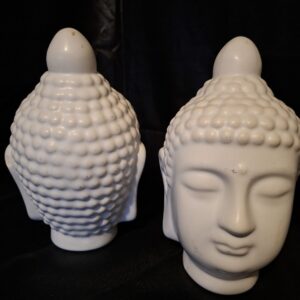 Boeddha Hoofd Decoratie Wit Keramiek 15cm Set van 2