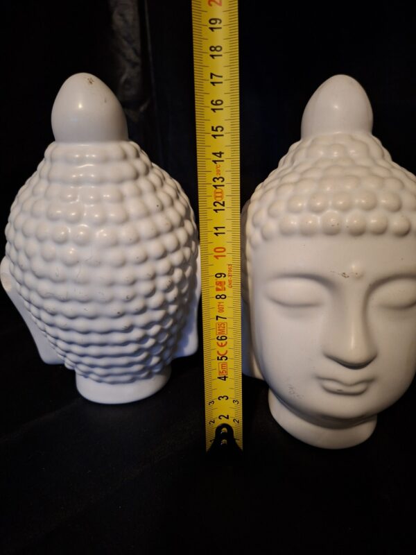 Boeddha Hoofd Decoratie Wit Keramiek 15cm Set van 2
