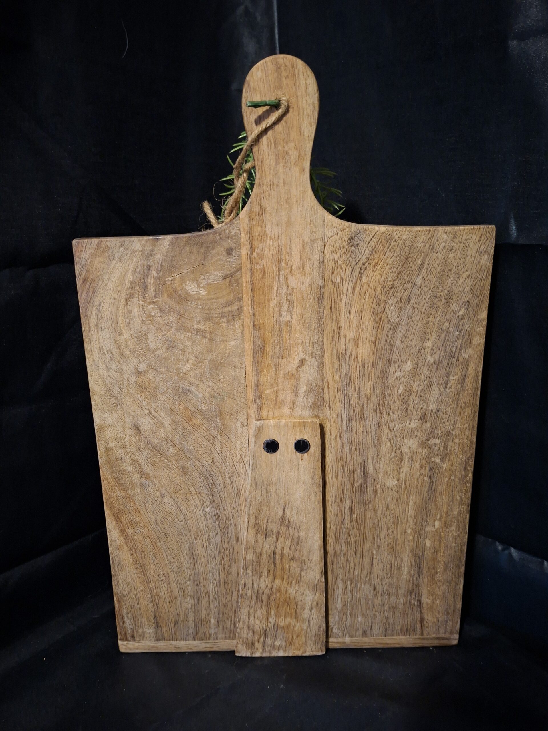 Decoratieve Houten Broodplank / Display met Standaard & Kunstplant (ca. 34 cm) - Afbeelding 2