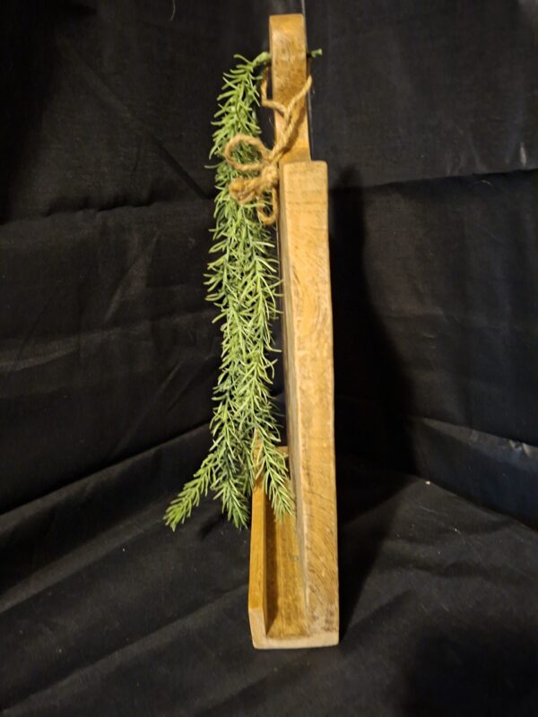 Decoratieve Houten Broodplank / Display met Standaard & Kunstplant (ca. 34 cm)