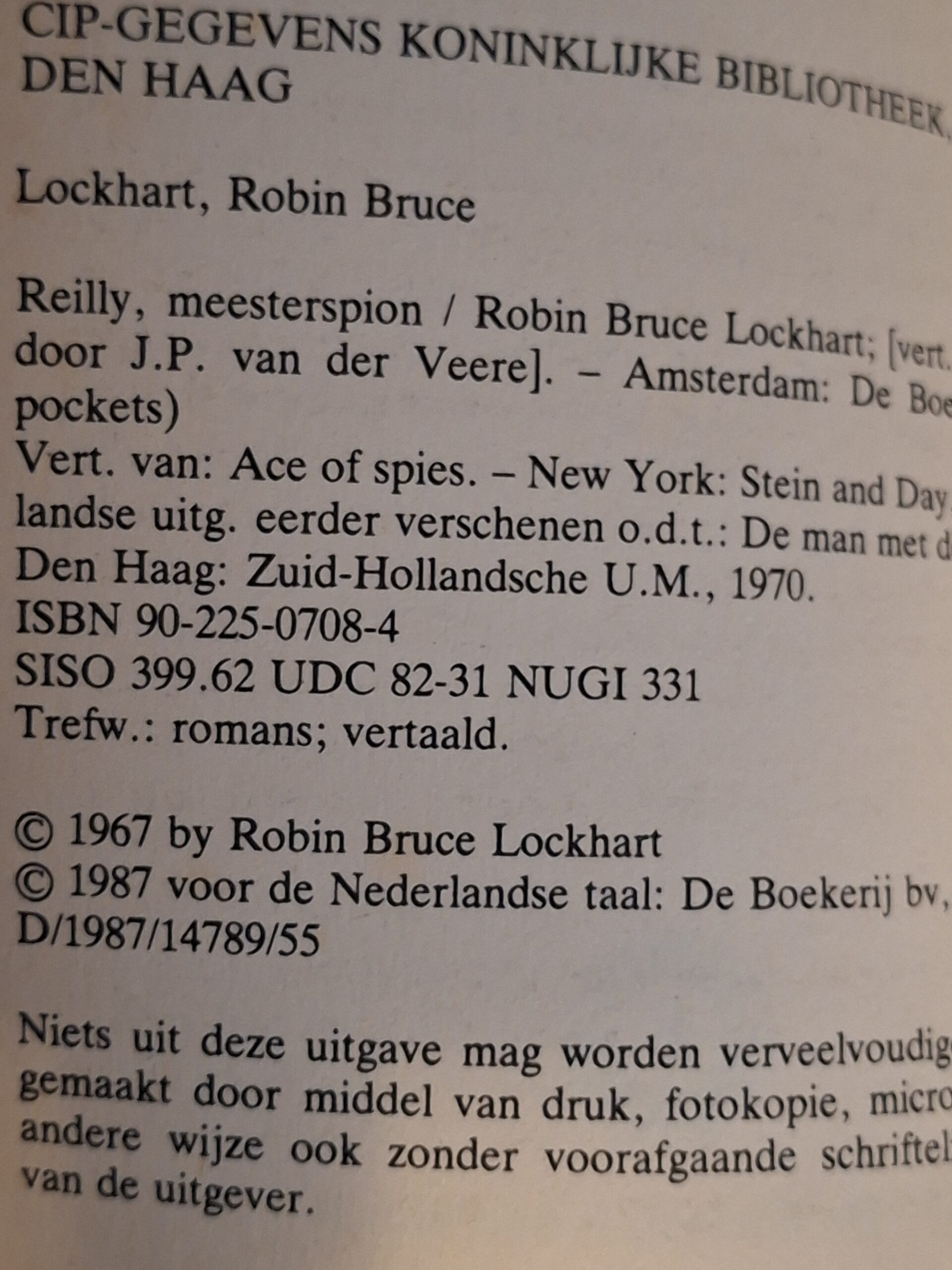 Robin Bruce Lockhart Reilly Meesterspion Spionageroman 1987 - Afbeelding 2
