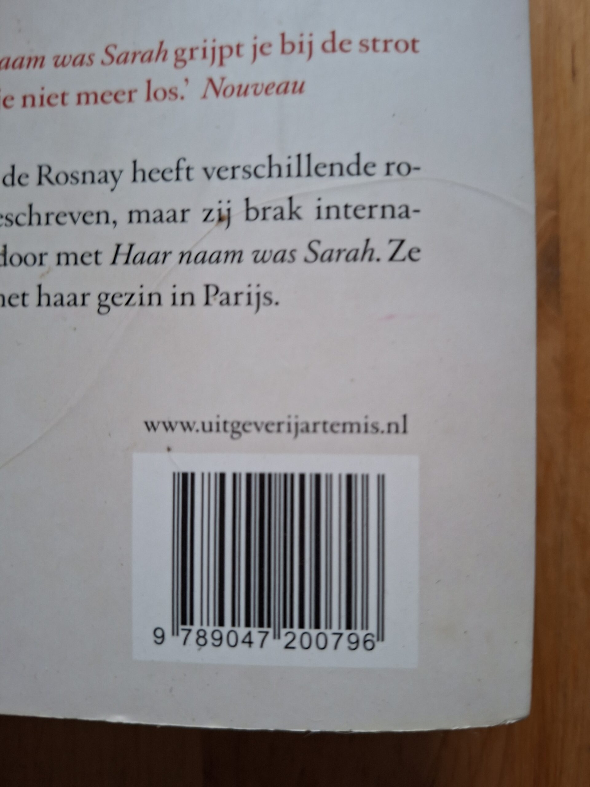 Tatiana de Rosnay Haar Naam Was Sarah Artemis Bestseller Holocaust - Afbeelding 2