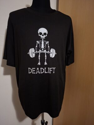 Zwart T-Shirt Deadlift Skelet Gym Fitness Maat XXL