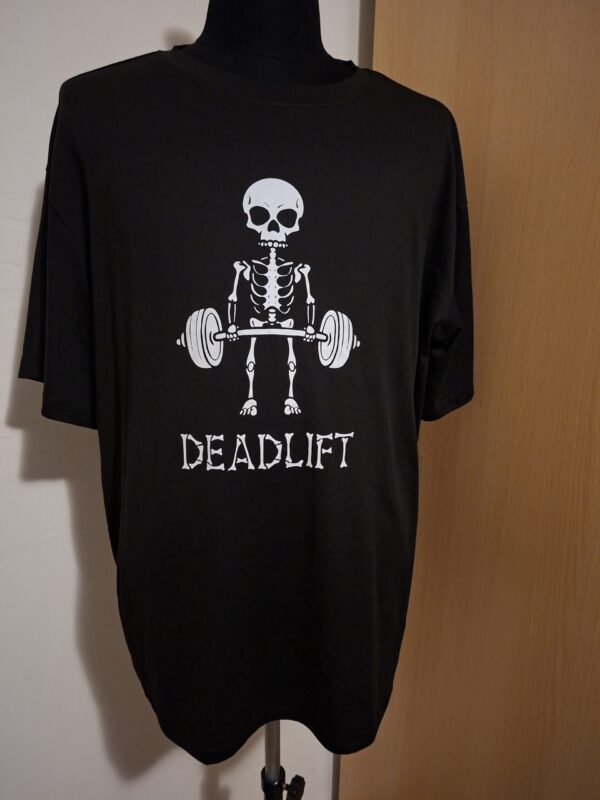 20251209_200325 Zwart T-Shirt Deadlift Skelet Gym Fitness Maat XXL