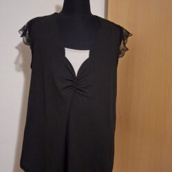 Zwarte Top met Kant Mouwtjes V-Hals Shein Curve Maat 2XL