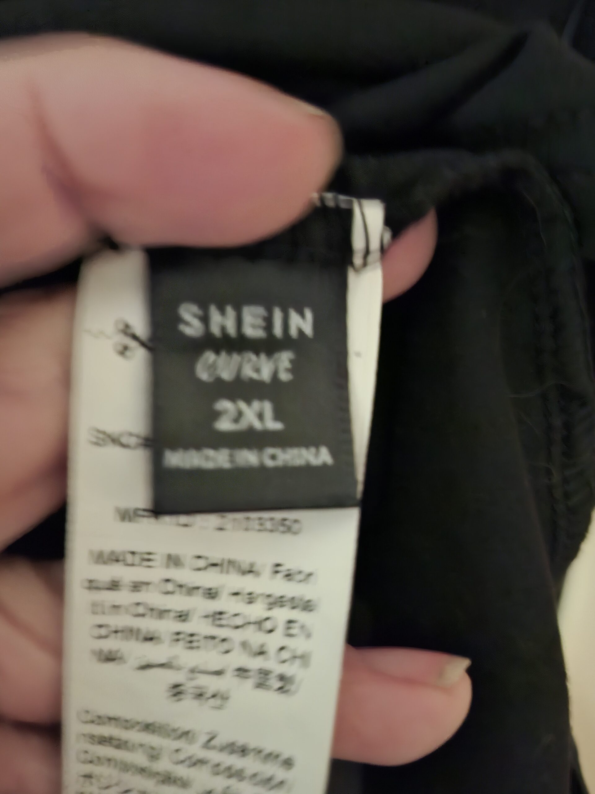 20251209_202055 Zwarte Top met Kant Mouwtjes V-Hals Shein Curve Maat 2XL