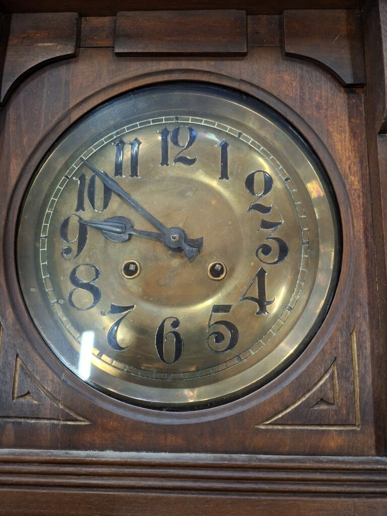 Antieke Wandklok Eiken Hout Slinger Mechanisch Uurwerk