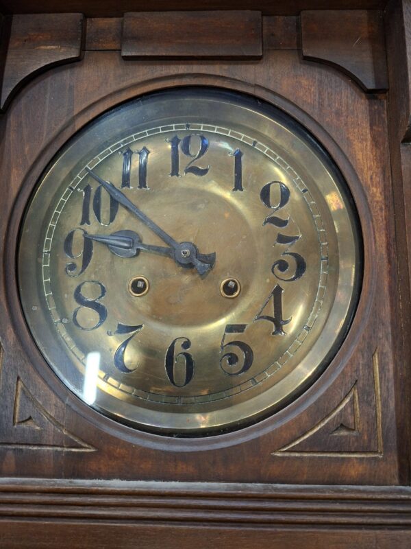 Antieke Wandklok Eiken Hout Slinger Mechanisch Uurwerk