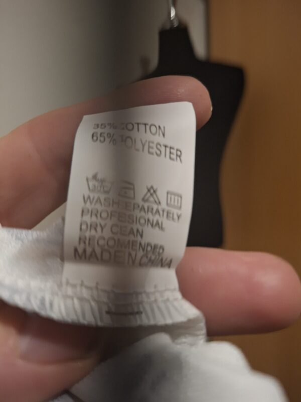 20251210_214525 Witte Jurk met Zwarte Verfstrepen Print Abstract Maat S