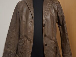 Bruine Leren Blazer Bonita Echt Leer Zakken Maat 40