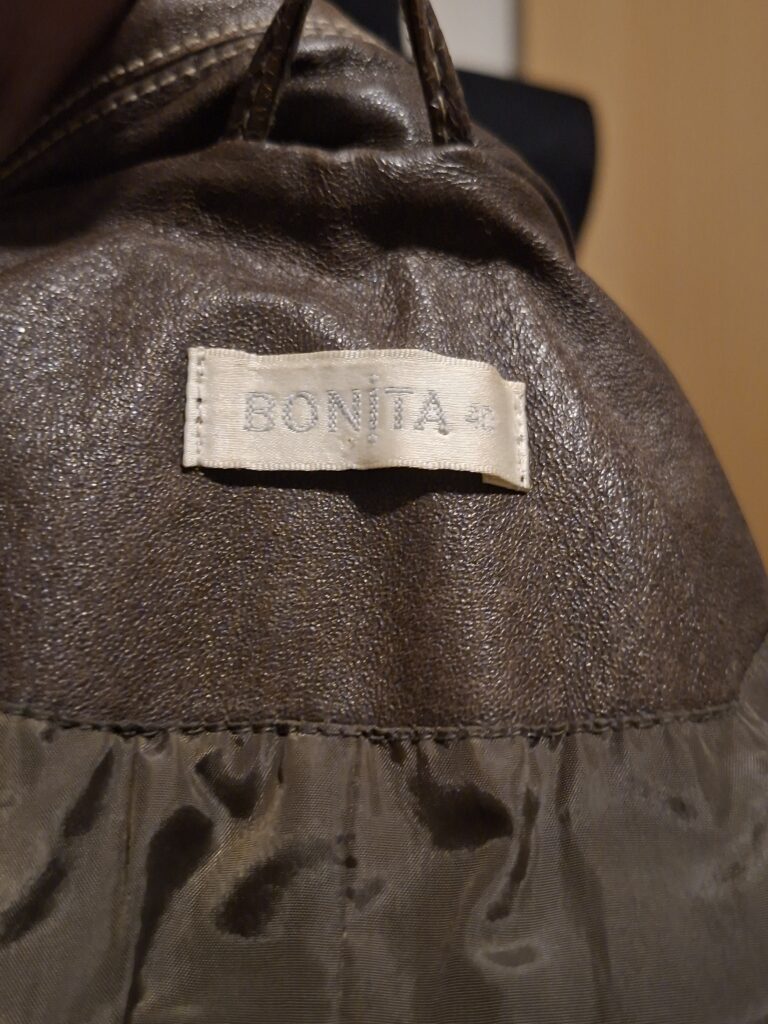 20251210_215251 Bruine Leren Blazer Bonita Echt Leer Zakken Maat 40