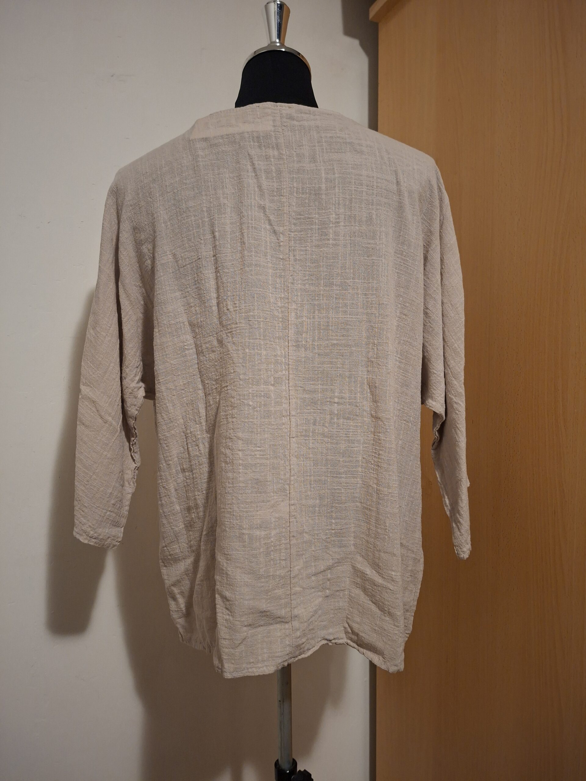 Beige Linnen Top Italy Moda Klaprozen Print Glitter Maat 5 - Afbeelding 3