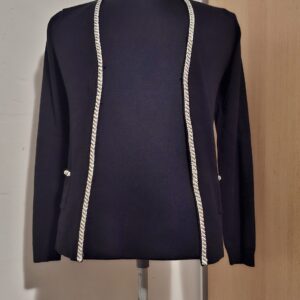 Zwart Vestje Parelrand Elegant Chanel Stijl Maat S/36
