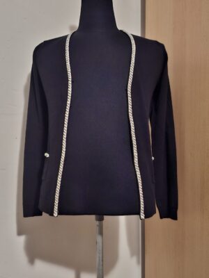 Zwart Vestje Parelrand Elegant Chanel Stijl Maat S/36