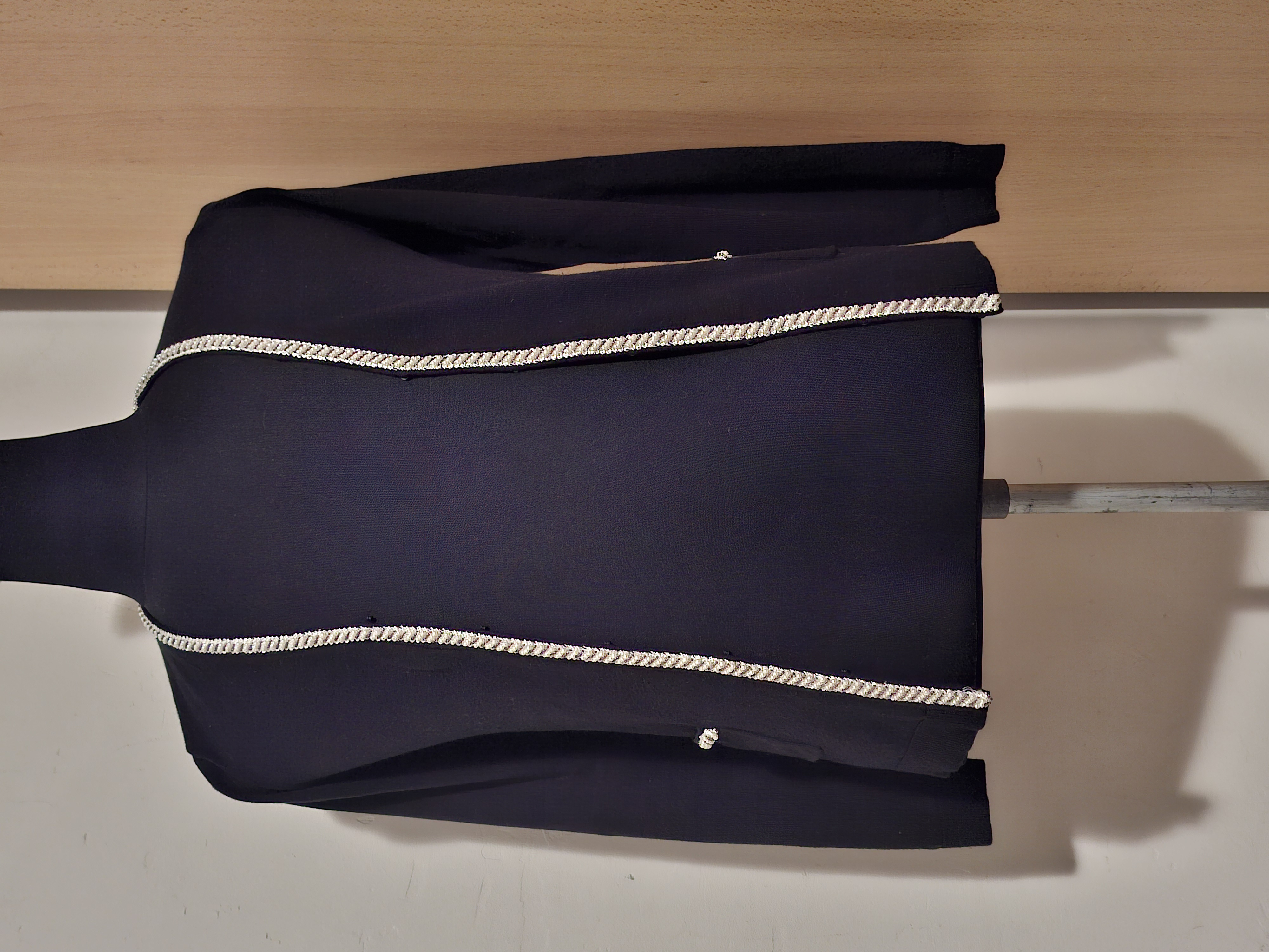 Zwart Vestje Parelrand Elegant Chanel Stijl Maat S/36