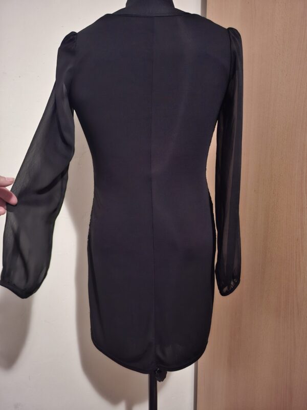 Zwarte Jurk met Goudkleurig Kant Made in France Elegant Maat 36