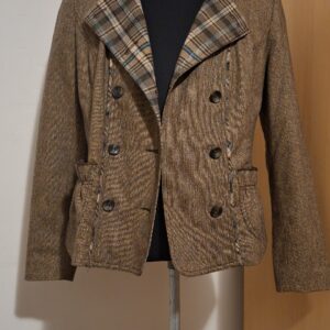 Bruine Blazer Laura di Sarpi Geruit Revers Wol Mix Maat 40