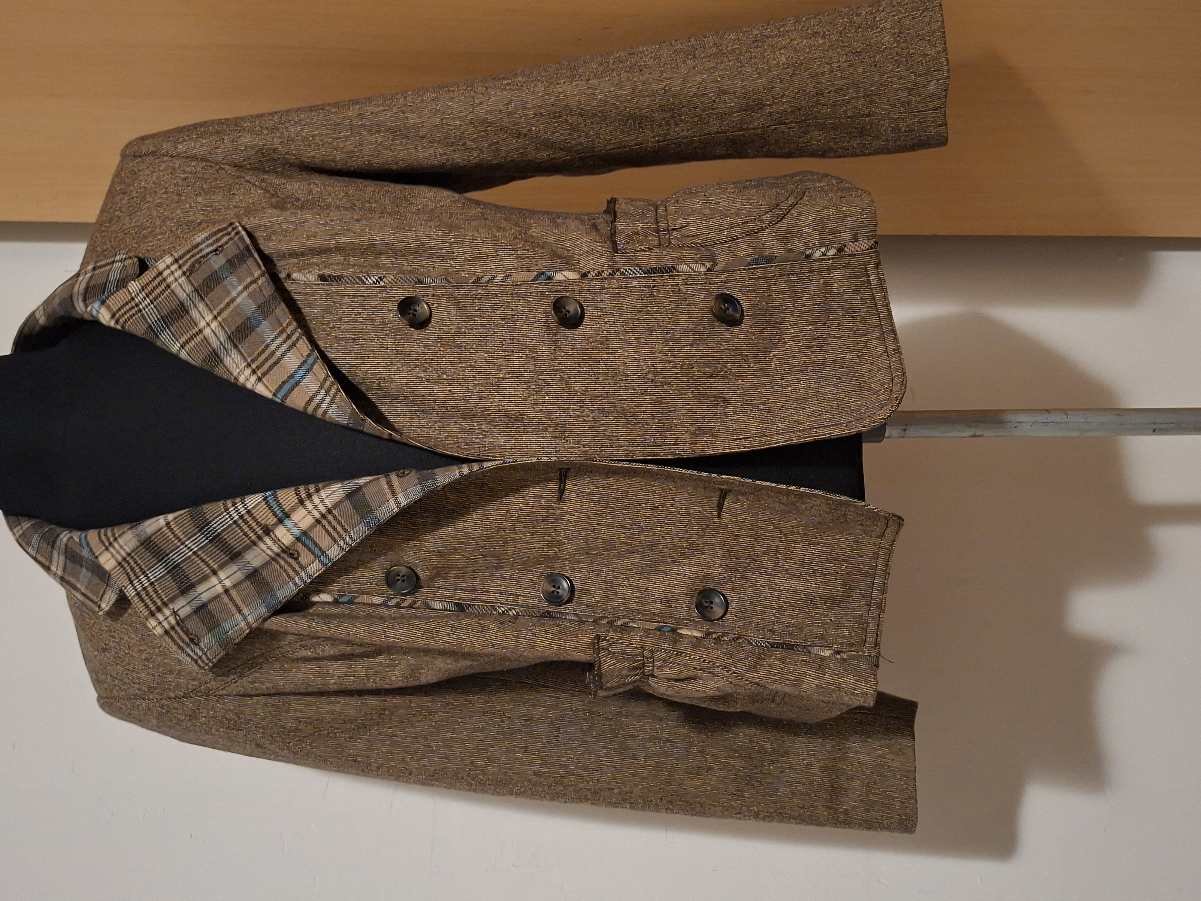 Bruine Blazer Laura di Sarpi Geruit Revers Wol Mix Maat 40